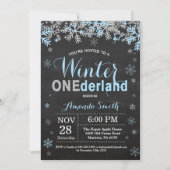 Winter Onederland Blue Silver Boy 1e verjaardag Kaart (Voorkant)