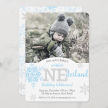 Winter ONEderland Blue Silver Glitter 1st Birthday