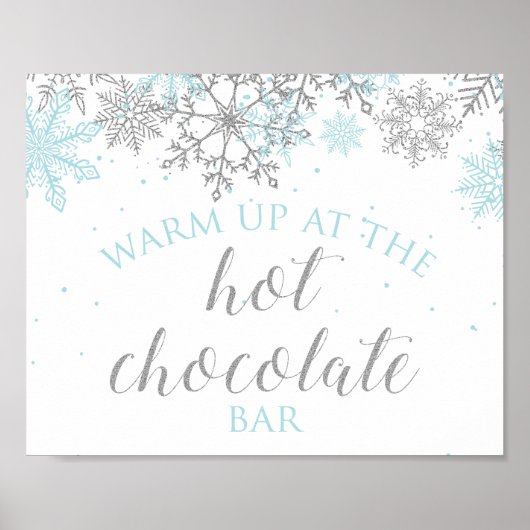 Winter Onederland Blue + Silver Hot Chocolate Bar Poster (Voorkant)