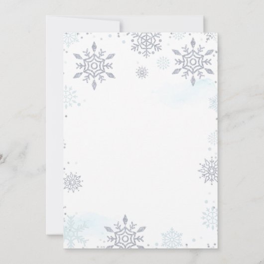 Winter Onederland Blue Silver Snowflake Birthday Kaart (Achterkant)