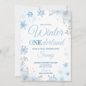 Winter ONEderland Blue Snowflake 1e Uitnodiging (Voorkant)