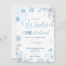 Winter ONEderland Blue Snowflake 1e Uitnodiging