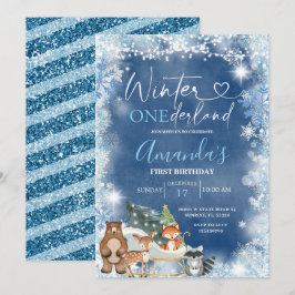 Winter Onederland Blue Snowflake Birthday Kaart