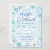 Winter Onederland Blue Snowflake Birthday Kaart (Voorkant)
