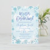 Winter Onederland Blue Snowflake Birthday Kaart (Staand voorkant)