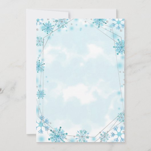Winter Onederland Blue Snowflake Birthday Kaart (Achterkant)