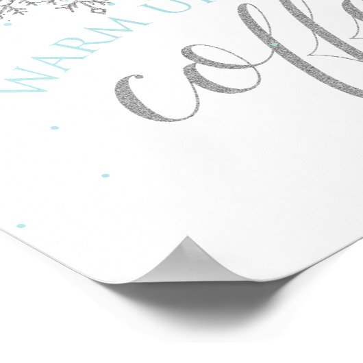 Winter Onederland blue Snowflake Coffee Sign Poster (Hoek)