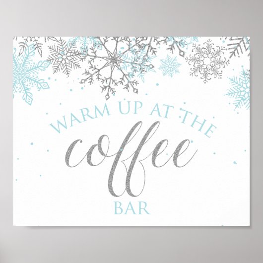 Winter Onederland blue Snowflake Coffee Sign Poster (Voorkant)
