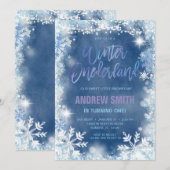 Winter ONEderland Blue Snowflakes Birthday Kaart (Voorkant / Achterkant)