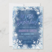 Winter ONEderland Blue Snowflakes Birthday