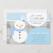 Winter ONEderland Blue Snowman Uitnodiging (Voorkant)