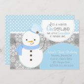 Winter ONEderland Blue Snowman Uitnodiging (Voorkant / Achterkant)