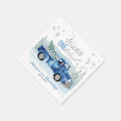Winter Onederland Blue Truck First Birthday Servet (Hoek)