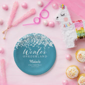 Winter ONEDERLAND Blue Winter Birthday Papieren Bordje (Feest)