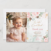 Winter Onederland blush roze foto bedankkaart Kaart (Voorkant)