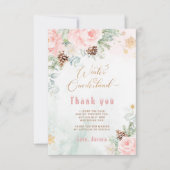 Winter onederland blush roze verjaardag dank u kaart (Voorkant)