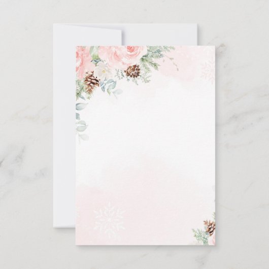 Winter onederland blush roze verjaardag dank u kaart (Achterkant)