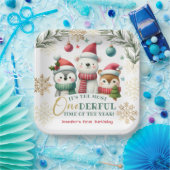 Winter Onederland Boho Sneeuwdieren 1e verjaardag Papieren Bordje (Feest)