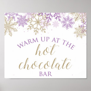 Winter Onederland Bord met warme chocolademelk paa Poster
