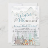 Winter ONEderland Bos Dieren Verjaardag Kaart (Voorkant)