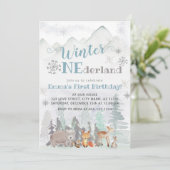 Winter ONEderland Bos Dieren Verjaardag Kaart (Staand voorkant)
