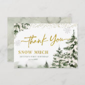 Winter Onederland Bos Eerste Verjaardag Bedankkaart (Voorkant / Achterkant)