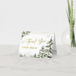 Winter Onederland Bos Eerste Verjaardag Gevouwen Bedankkaart