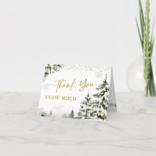 Winter Onederland Bos Eerste Verjaardag Gevouwen Bedankkaart