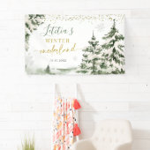 Winter Onederland Bos Eerste Verjaardag Groot Spandoek (Insitu)