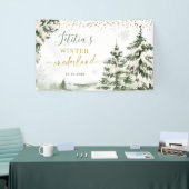 Winter Onederland Bos Eerste Verjaardag Groot Spandoek (Beurs)