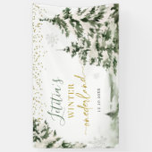 Winter Onederland Bos Eerste Verjaardag Groot Spandoek (Verticaal)