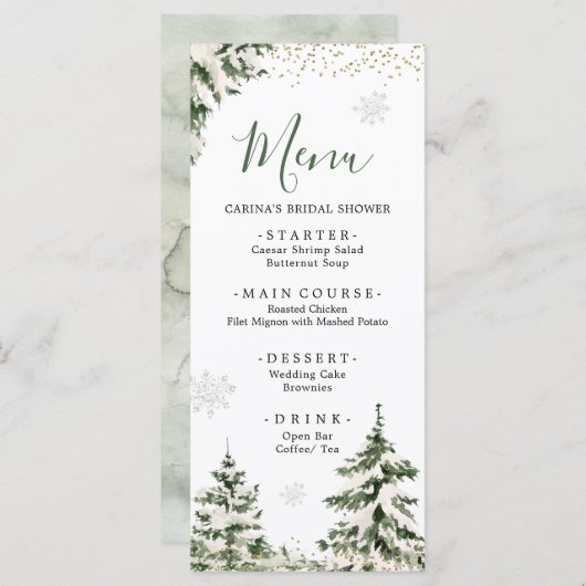 Winter Onederland Bos Eerste Verjaardag Menu (Voorkant / Achterkant)