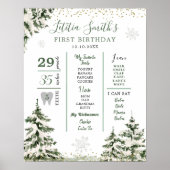 Winter Onederland Bos Eerste Verjaardag Milestone Poster (Voorkant)
