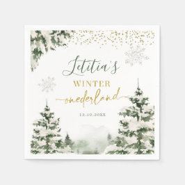 Winter Onederland Bos Eerste Verjaardag Papier Servet