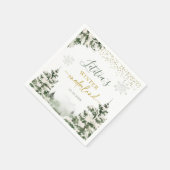 Winter Onederland Bos Eerste Verjaardag Papier Servet (Hoek)