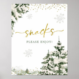 Winter Onederland Bos Eerste Verjaardag Snacks Poster