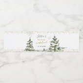 Winter Onederland Bos Eerste Verjaardag Waterfles Etiket (Enkel label)