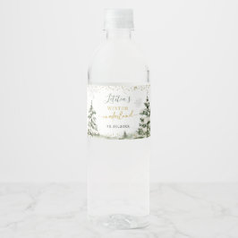 Winter Onederland Bos Eerste Verjaardag Waterfles Etiket