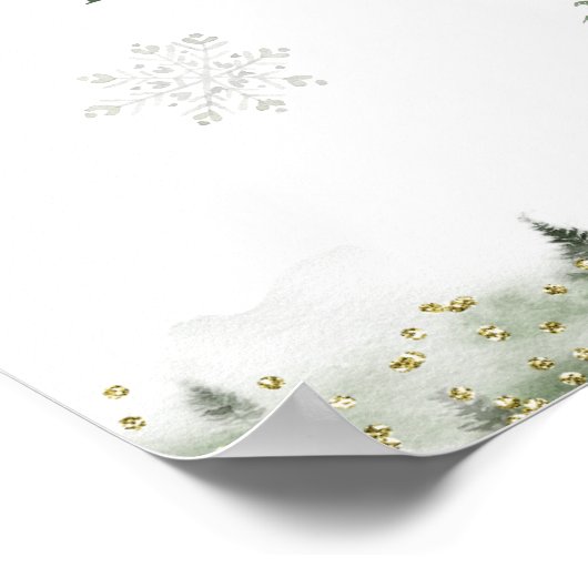 Winter Onederland Bos Eerste Verjaardagsgunsten Poster (Hoek)