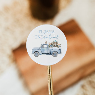 Winter Onederland Bosdieren 1e Verjaardag Ronde Sticker