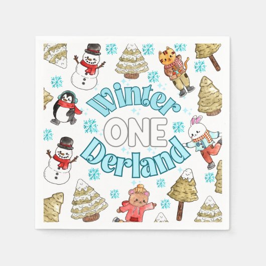 Winter onederland bosfeest Papieren servet (Voorkant)