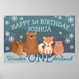 Winter Onederland bosgebieden 1e verjaardag Poster