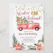 Winter onederland bosland verjaardagsuitnodiging kaart (Voorkant)