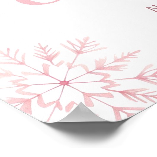 Winter Onederland Bow Girl 1st Birthday Welcome Poster (Hoek)