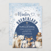 Winter Onederland Boy 1st Birthday Arctic Animals Kaart (Voorkant / Achterkant)