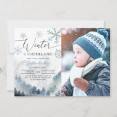 Winter ONEderland Boy 1st Birthday Kaart (Voorkant)