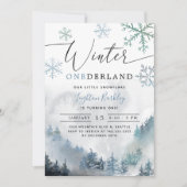 Winter ONEderland Boy 1st Birthday Mountain Kaart (Voorkant)