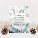 Winter ONEderland Boy 1st Birthday Mountain Kaart<br><div class="desc">De verjaardagsfeestkaart van de moderne jongen met waterverf kunst van de winterberg met pijnbomen met sneeuwvlokken. In de tekst staat "Winter ONEDERLAND". Ideaal voor de eerste verjaardag van een jongen in de winter.</div>