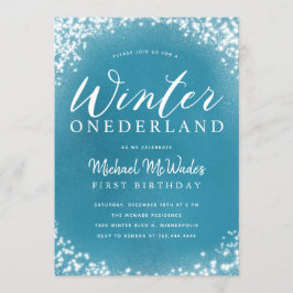 Winter Onederland Boy 1st Birthday Party Kaart
