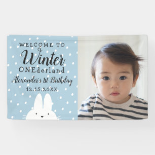 Winter Onederland Boy 1st Birthday Spandoek